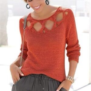 Lascana Venus Rust Cutout Knite Sweater Size XS NWT